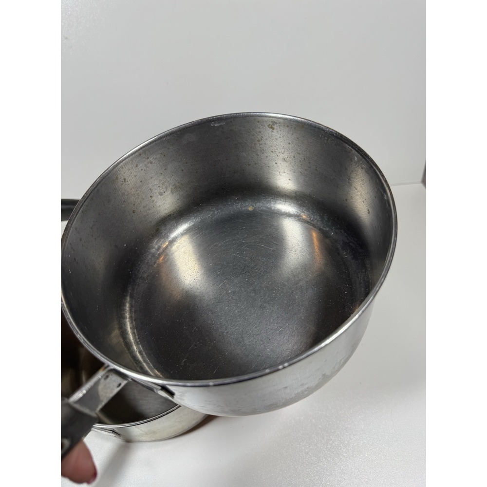 Vtg Revere Ware Copper Bottom Saucepan Set of 3 Stainless Steel 2 Qt 3 Qt No Lid - Picture 12 of 16